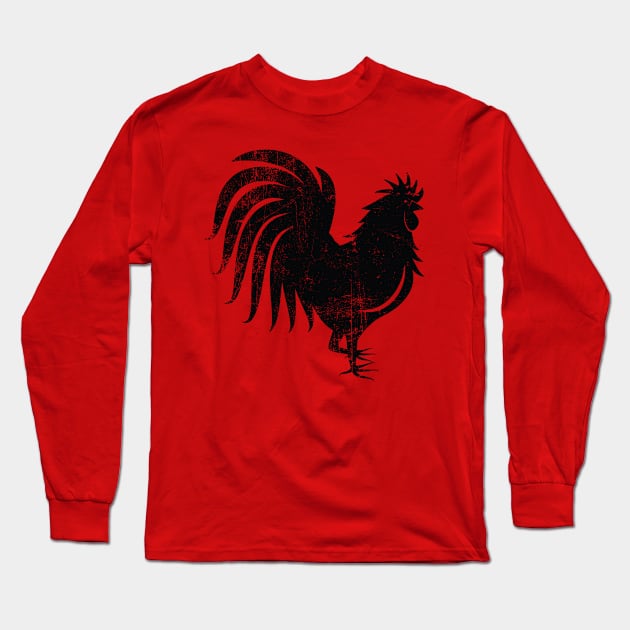 Year of the Distressed Rooster Long Sleeve T-Shirt by ClothedCircuit